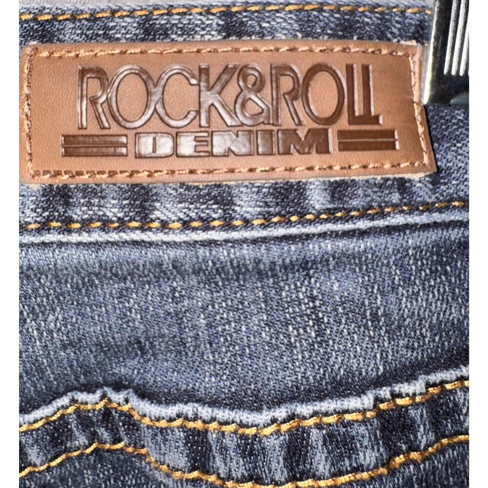 Rock & Roll cowboy Womens Distressed Bootcut Jeans Size 30 Blue Denim With Ripp - Picture 10 of 11